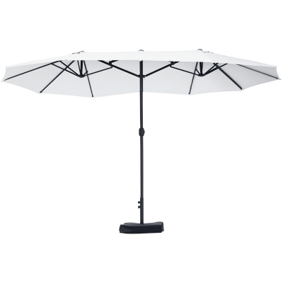 Parasol Jardin XXL 4.6x2.7m Crème Manivelle Acier Polyester