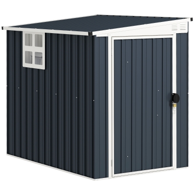 Outsunny 4x6ft Metal Garden Shed Lockable Door Dark Grey