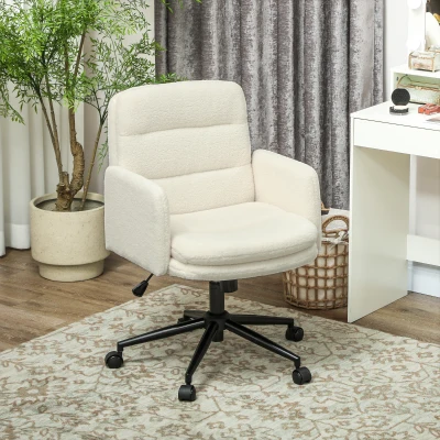 HOMCOM Sedia da ufficio 65cm x 61,5cm x 101cm Bianco crema
