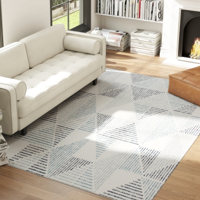 HOMCOM Modern Geometric Washable Rug 290x200cm Multi-Coloured
