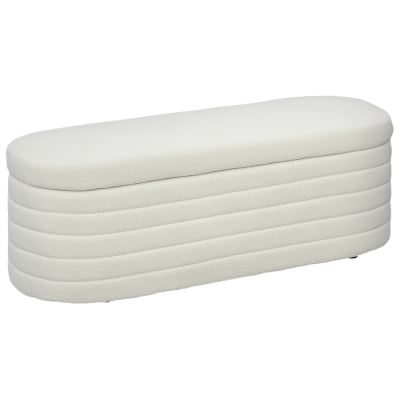 HOMCOM Panca Contenitore Fondo Letto in Tessuto Teddy Crema