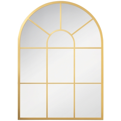 HOMCOM Espejo Decorativo de Pared 50x70cm Espejo de Ventana de Metal para Salón Dormitorio Entrada Estilo Moderno Dorado