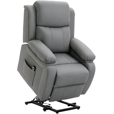 HOMCOM Sillón Relax Levanta Personas Sillón Elevador con Control Remoto Reclinación Eléctrica 160° Reposapiés 76x90x105 cm Gris