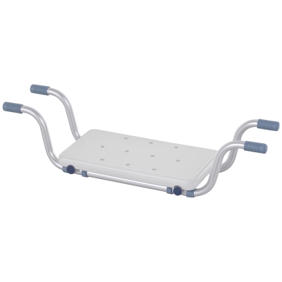 HOMCOM Tractable Aluminum And Plastic Bathtub Tray Bathroom Stool Shower Storage Shelf 71-81cm 136kg