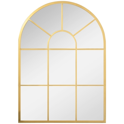 HOMCOM Espejo Decorativo de Pared 50x70cm Espejo de Ventana de Metal para Salón Dormitorio Entrada Estilo Moderno Dorado