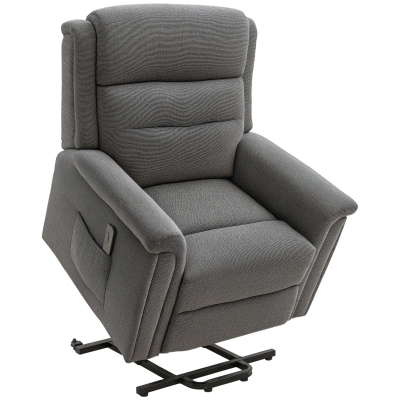 HOMCOM Fauteuil Releveur Électrique 2 Moteurs Tissu Gris