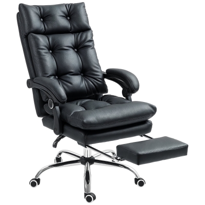 Vinsetto Sedia da Ufficio Reclinabile con Poggiapiedi Nero