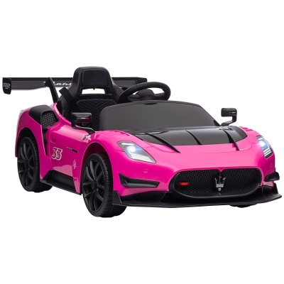 AIYAPLAY Coche Eléctrico para Niños de +3 Años Maserati GT2 con Mando a Distancia Faros LED Bocina Música Ruedas Auxiliares Rosa