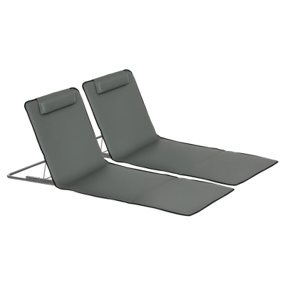 Outsunny Set 2 Lettini Mare Pieghevoli Schienale 5 Livelli Grigio