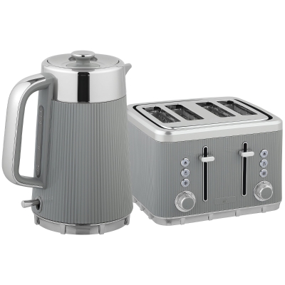 HOMCOM Kettle & 4-Slice Toaster Set, 1.7L Tan Silver