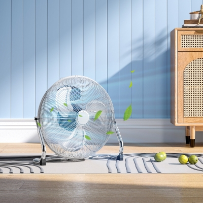 HOMCOM 100W 3 Wind Speed Metal Fan Silver