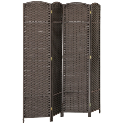 HOMCOM Paravent Bois 4 Panneaux 160x170cm Pliable Marron