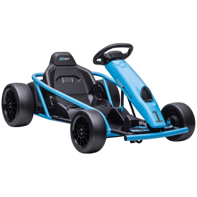 HOMCOM Go-Kart Elettrico per Bambini in PP e Metallo Blu e Nero