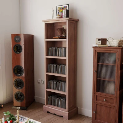 Biblioteca din lemn, 5 rafturi, maro, 30x17x90cm