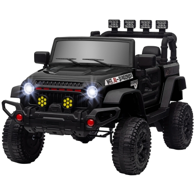 AIYAPLAY Voiture électrique enfants UTV avec télécommande 2,4G, 2 moteurs 12 V, musique, klaxon, lumières LED, 100x63x65cm, noir