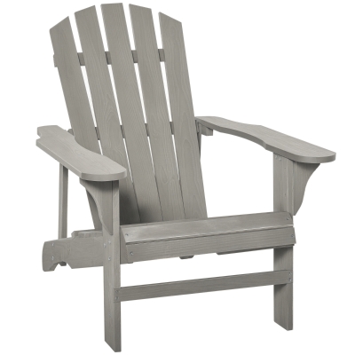 Outsunny Fauteuil Adirondack Bois Gris Vieilli 78x89cm