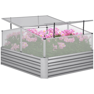Outsunny Lit Jardinière Toit Ouvrable Polycarbonate 126x107cm