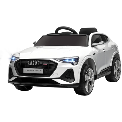 HOMCOM Coche de Batería para Niños 12V Audi E-tron con Mando a Distancia Faros Bocina Música Velocidad 3-5 km/h Blanco
