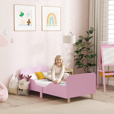 AIYAPLAY Estructura de Cama Infantil, Marco de Cama Individual para Niños, Protección contra Caídas, Cama Pequeña para Habitación Infantil, MDF, sin Colchón, Rosa