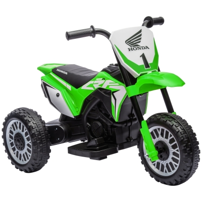 HOMCOM Moto Eléctrica Infantil con Licencia Honda CRF450RL con Velocidad 3 km/h Bocina Sonido de Arranque 71x40,5x43,5 cm Verde