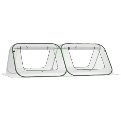 Outsunny Mini Serre Pop-up de Jardin mini serre tunnel Serre à tomates toit pointu 4 Portes zippées Enroulable - dim. 2,4L x 1,2l x 0,75H m - Sac Transport Inclus - PE Blanc Vert