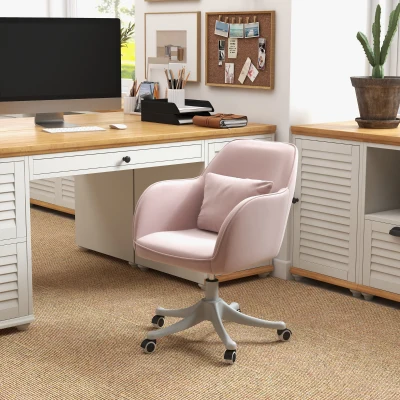 Vinsetto Massage Schreibtischstuhl 78-86 cm höhenverstellbarer Bürostuhll Drehstuhl Computerstuhl mit USB-Schrittstelle Arbeitsstuhl mit Vibrationsfunktion Lendenkissen Massagefunktion Rosa