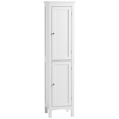 Kleankin Tall Bathroom Cabinet Adjustable Shelves White