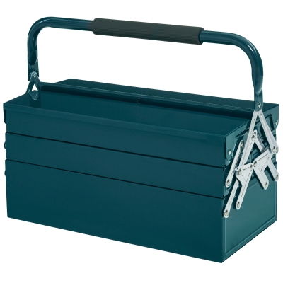 Durhand Gereedschapskist gereedschapskoffer 5 bakken staal donkergroen 45 x 22,5 x 34,5 cm