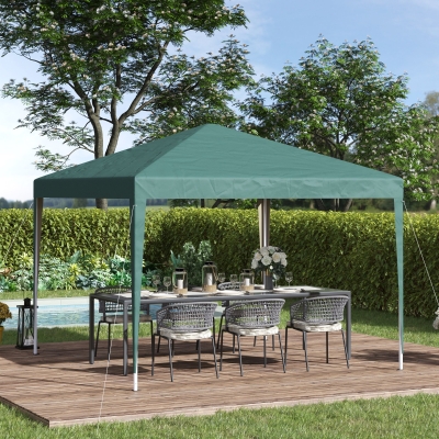 Outsunny 3 x 3M Pop Up Gazebo, Height Adjustable, Garden Marquee Party Tent Wedding Canopy Shelter with Carrying Bag, Green