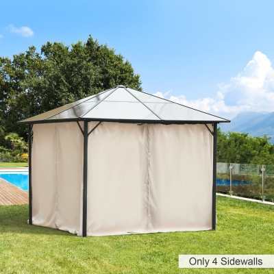 Outsunny Replacement Gazebo Curtains - 4-Panel Gazebo Side Panels Only, for 3 x 3 M Gazebos or Pergolas, Hooks/C-Rings Included, Beige