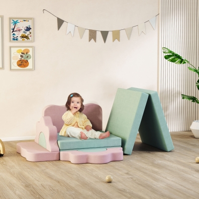 AIYAPLAY Blocs en Mousse x12 Escalade & Jeu Intérieur Vert/Rose