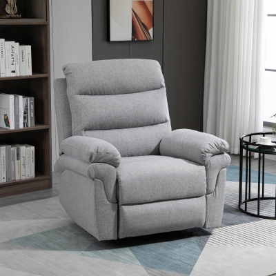 HOMCOM Relaxsessel mit Liegefunktion Einzelsofa Verstellbar Liege 165° neigbar Liegesessel Ruhesessel Fernsehsessel für Wohnzimmer Schlafzimmer Leinen-Touch Hellgrau 91 x 92 x 102 cm