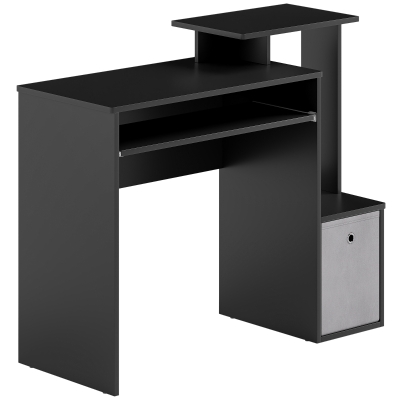 HOMCOM Computer Desk Black with Keyboard Tray & Drawer