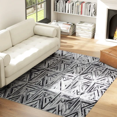 HOMCOM Modern Chenille Rug Non-Slip 230x160cm Black