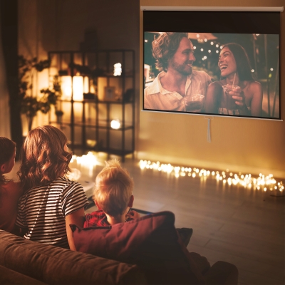 HOMCOM Pantalla de Proyector Manual 120 Pulgadas Formato 16:9 266x149 cm Blanco