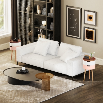 Set de 2 Mese Totunde de Cafea cu 3 Niveluri, Φ35x65,5 cm, Multicolor