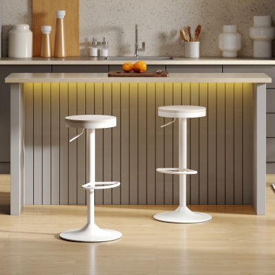 HOMCOM Tabourets de Bar Pivotants Réglables Pin Blanc, Lot de 2
