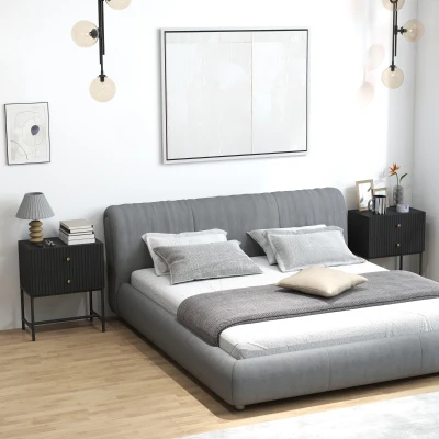 HOMCOM Bedside Table Set 2-Drawer Black