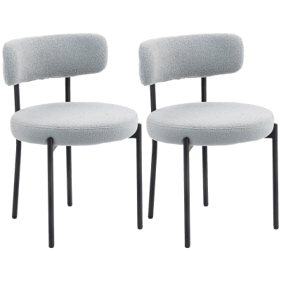 HOMCOM Lot de 2 Chaises Salle à Manger Tissu Gris Clair Acier