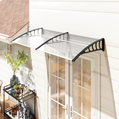 Outsunny Tejadillo de Protección 200x96x27 cm Marquesina Exterior para Puertas y Ventanas contra Sol y Lluvia Transparente