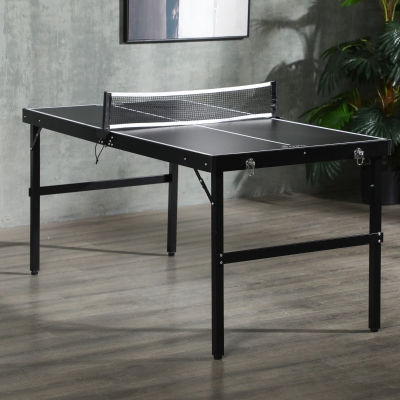 SPORTNOW Kit de Tennis de Table, pliable, avec verrou et poignée, cadre en aluminium, 152x76x72 cm, Noir