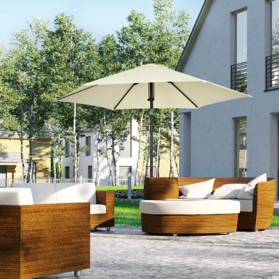 Outsunny Parasol Inclinable 2.7x2.5m Polyester Beige Métal Noir