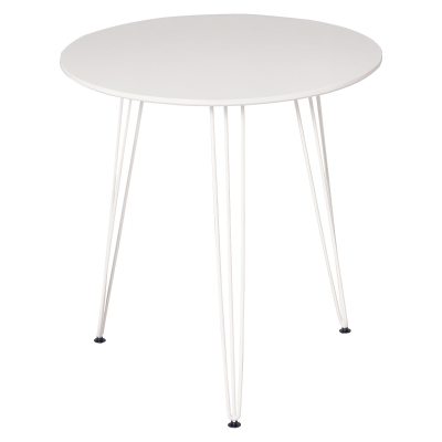 HOMCOM Mesa de Comedor Redonda con Patas de Horquilla Metálicas Estilo Moderno Nórdico para Cocina Salón Cafetería Bar Ø70x75 cm Blanco