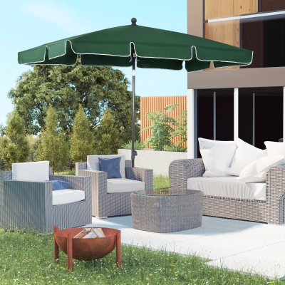 Outsunny Parasol Rectangulaire 2x1.3m Aluminium Vert Noir