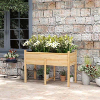 Outsunny Potager Surélevé Bois 115x55x80cm avec Drainage