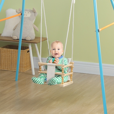 AIYAPLAY Balançoire Enfant Bois Coton Réglable 30x30x180 cm