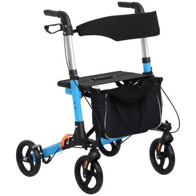 HOMCOM Déambulateur Pliant 4 Roues Bleu/Noir