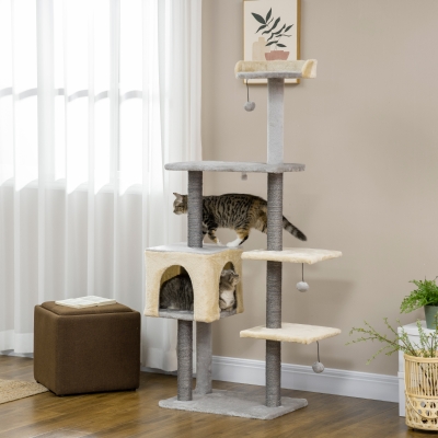 PawHut Arbre à Chat 156cm avec Hamac et Griffoirs Sisal