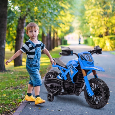 AIYAPLAY Moto Électrique Enfant 12V avec Roues Bleu