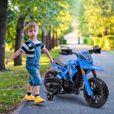 AIYAPLAY Moto Électrique Enfant 12V avec Roues Bleu